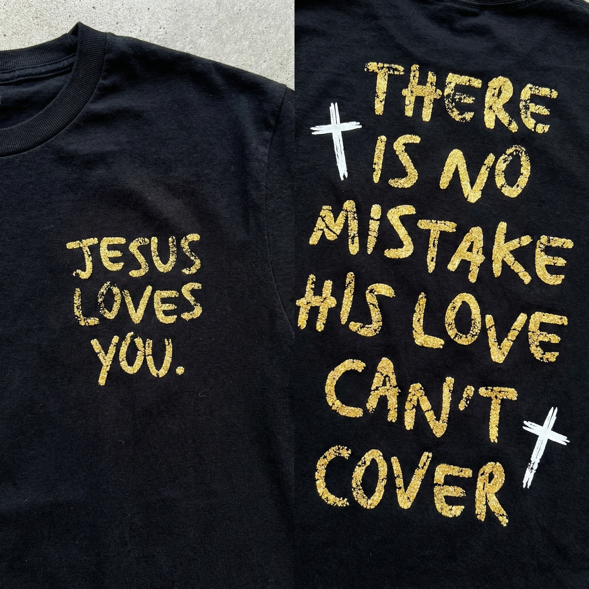 loves you shirt, christian streetwear, there is no mistake his love can't cover, faith based apparel, aesthetic christian merch, religious gift for him her, oversized church tee