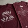 romans 8:31 christian t shirt, let god rule your world, two sided faith tee, religious gift for men women, bible verse shirt, jesus cross top
