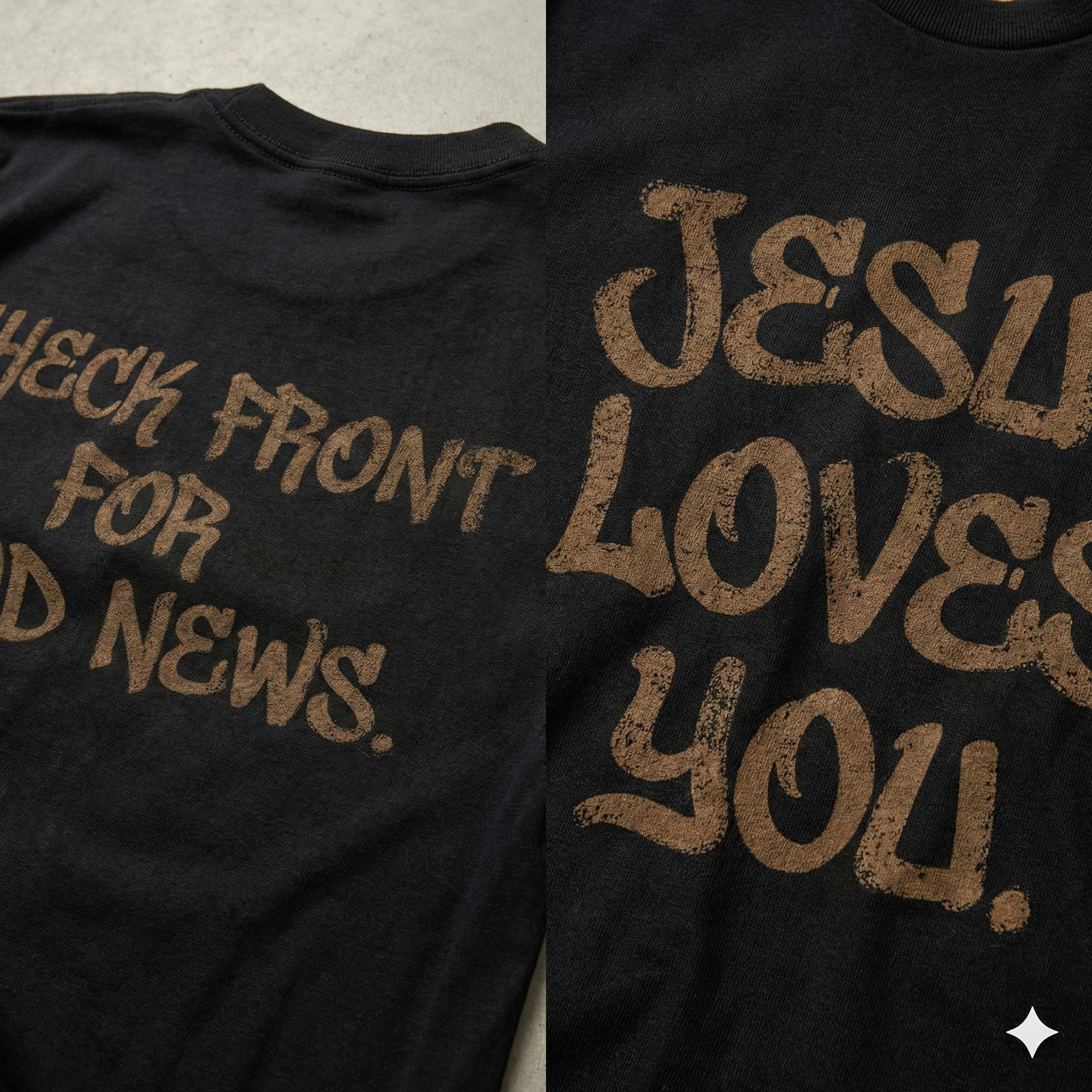 jesus loves you shirt, check front for good news, front and back print, christian streetwear tee, trendy religious gift, aesthetic faith apparel