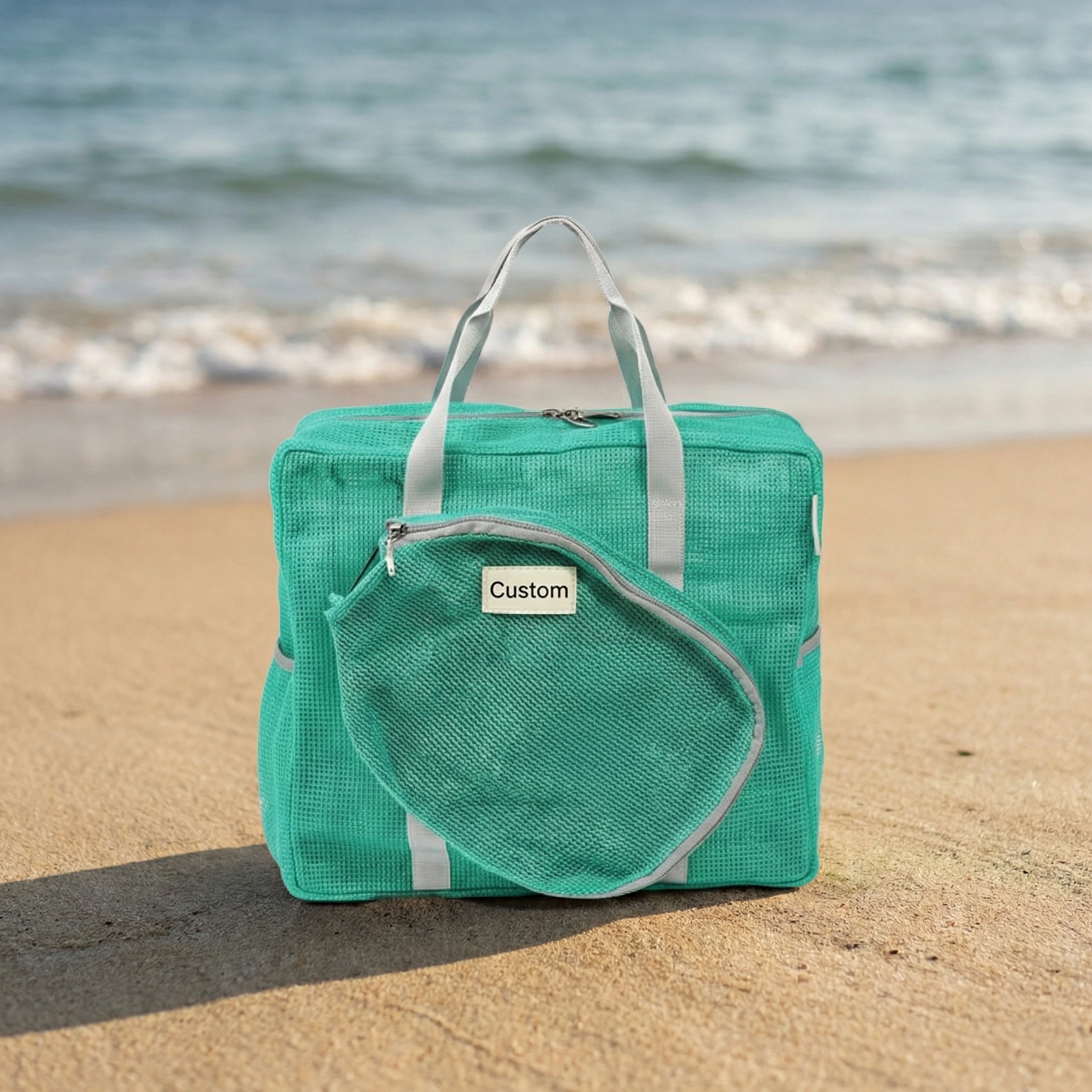 turquoise sports carry bag with multi compartments