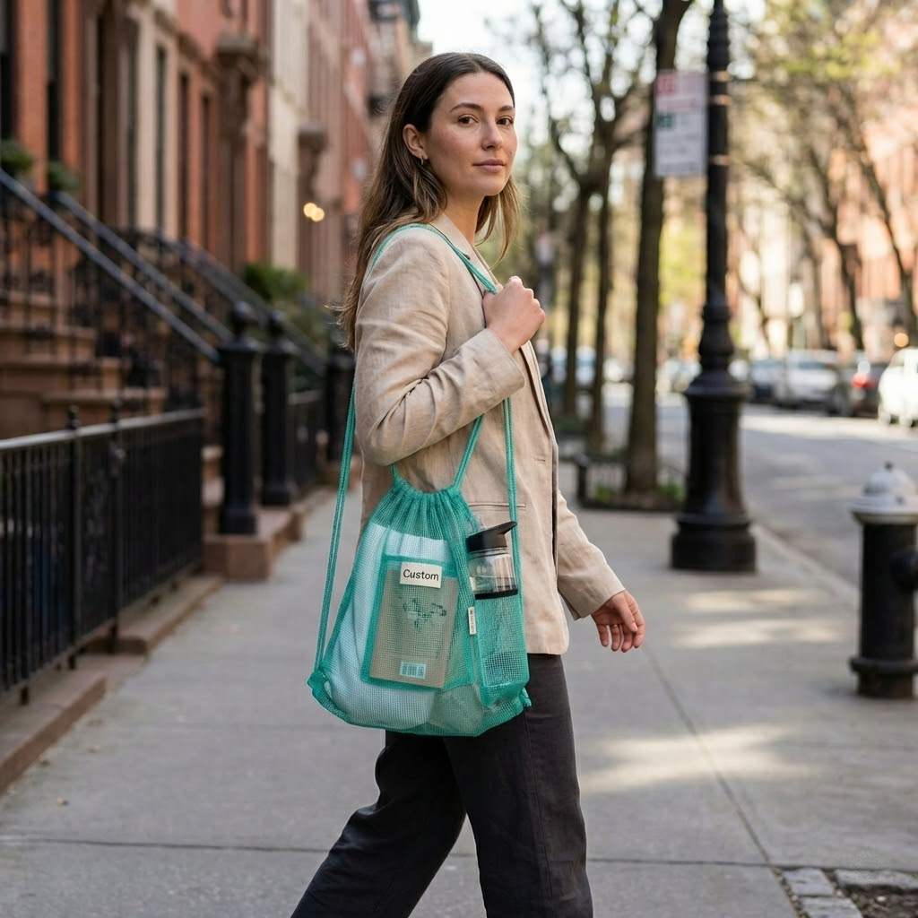 eco friendly foldable grocery tote | durable mesh design