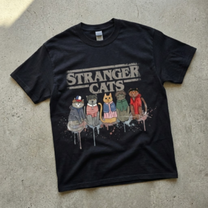 Home stranger cats t shirt, funny cat shirt, 80s retro graphic tee, cute cat lover gift, vintage style unisex