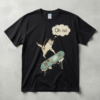 funny cat on skateboard t shirt "oh no" humorous skater graphic tee vintage style streetwear gift