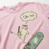 funny cat on skateboard t shirt "oh no" humorous skater graphic tee vintage style streetwear gift