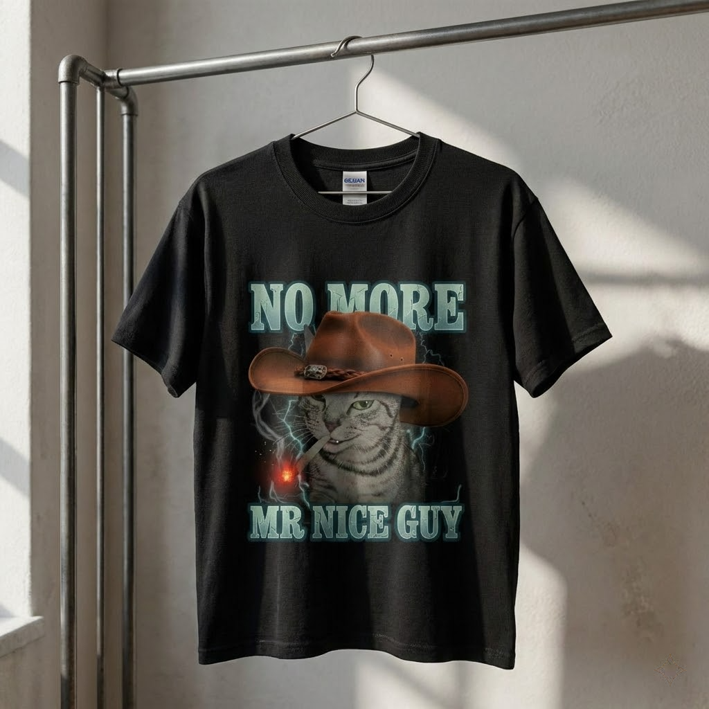 no more mr nice guy t shirt vintage cowboy cat smoking cigar graphic tee no more mr nice guy t shirt vintage cowboy cat smoking cigar graphic tee