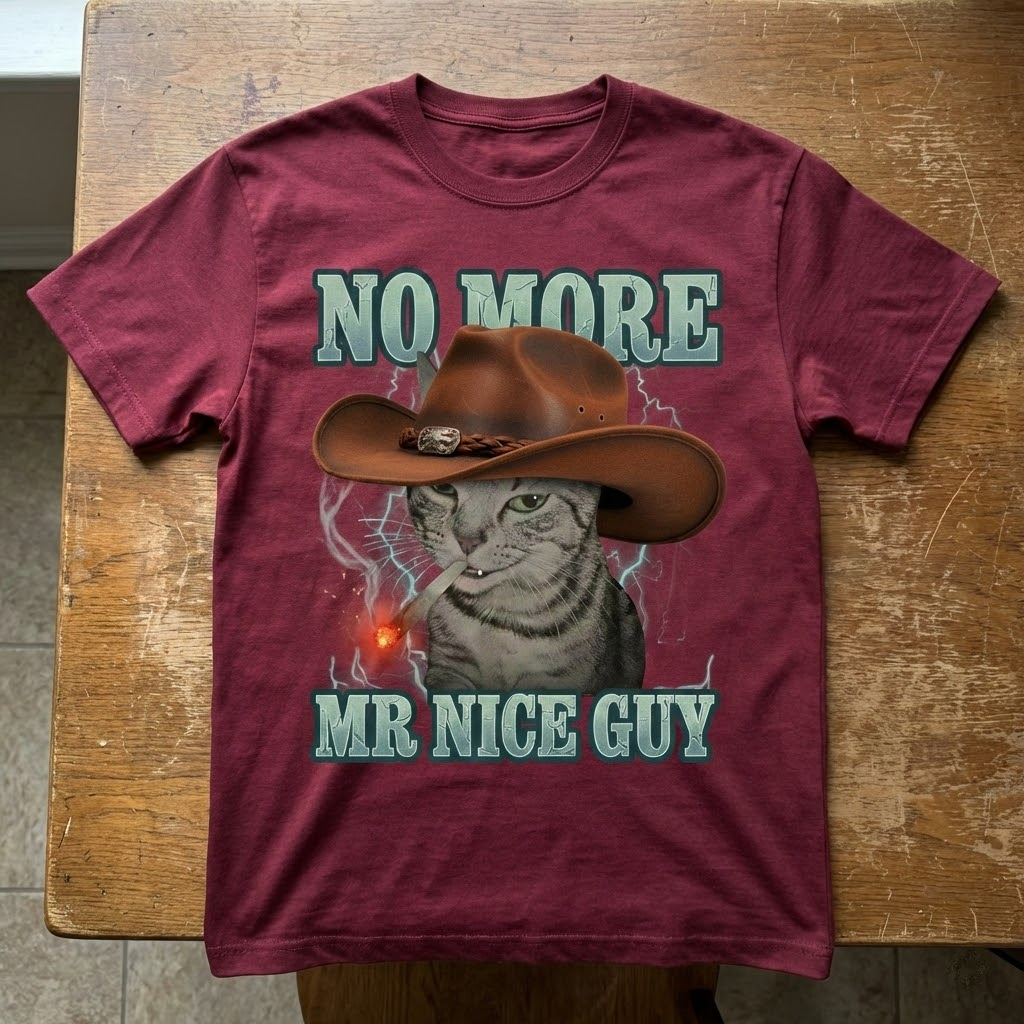 no more mr nice guy t shirt vintage cowboy cat smoking cigar graphic tee no more mr nice guy t shirt vintage cowboy cat smoking cigar graphic tee