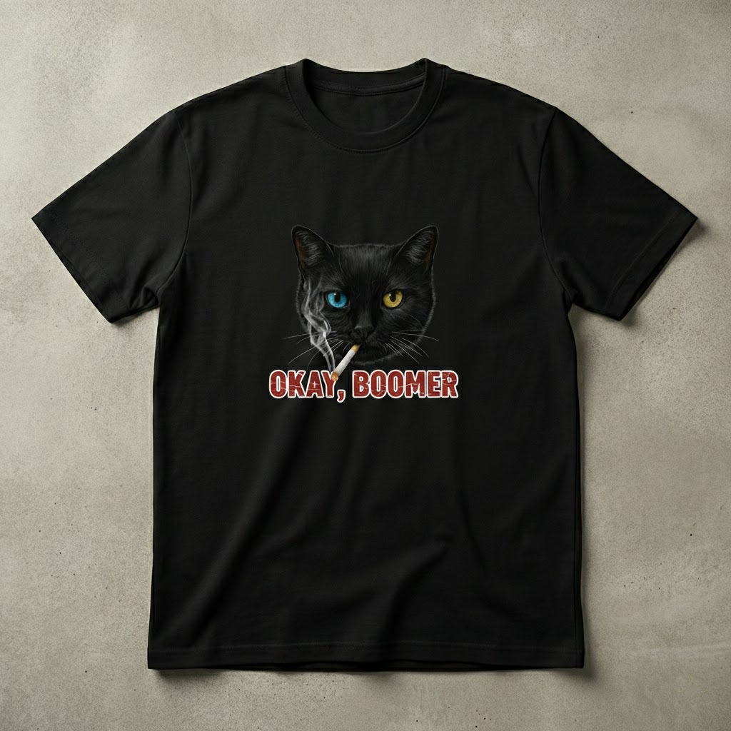 okay boomer black cat t shirt – funny smoking cat vintage distressed meme tee okay boomer black cat t shirt – funny smoking cat vintage distressed meme tee