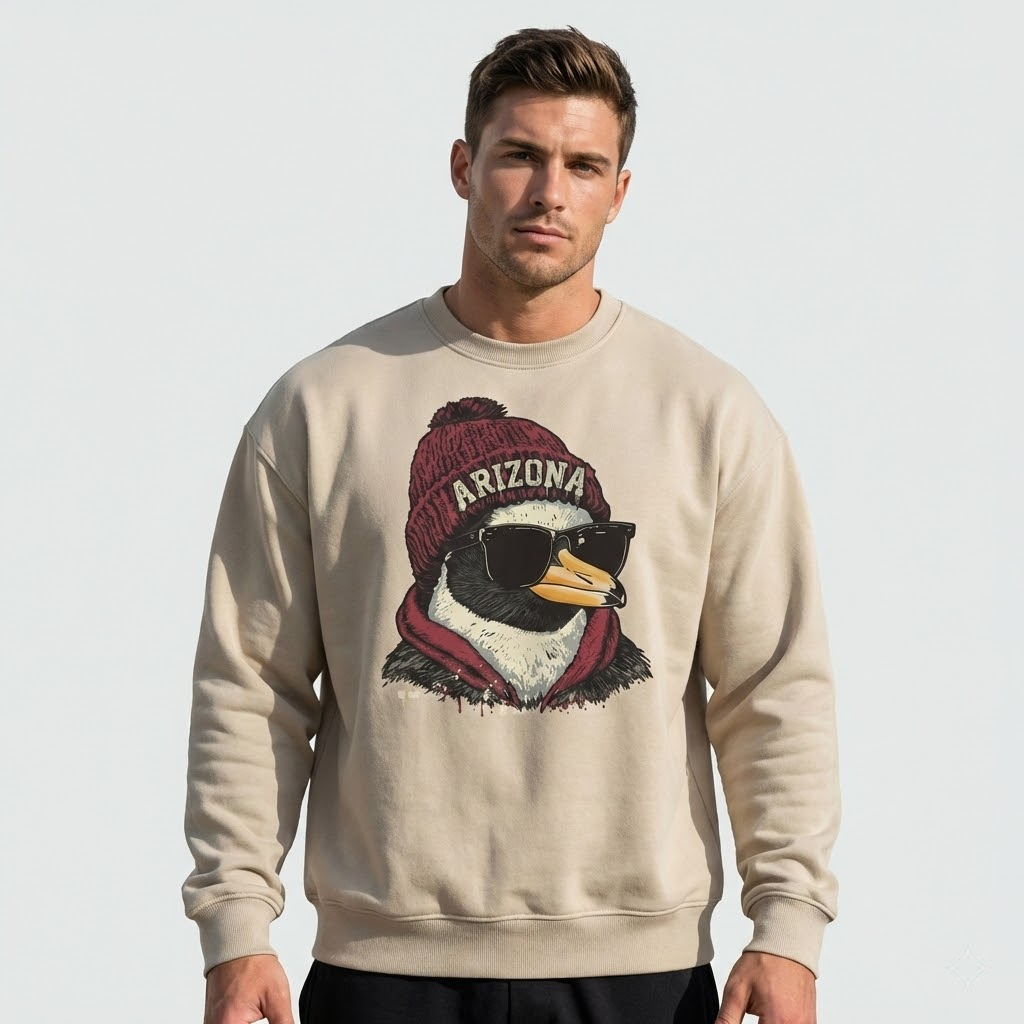 vintage arizona sweatshirt cool penguin with sunglasses graphic crewneck retro winter souvenir pullover