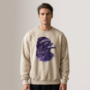 vintage baltimore football sweatshirt cool raven with sunglasses & beanie retro game day crewneck