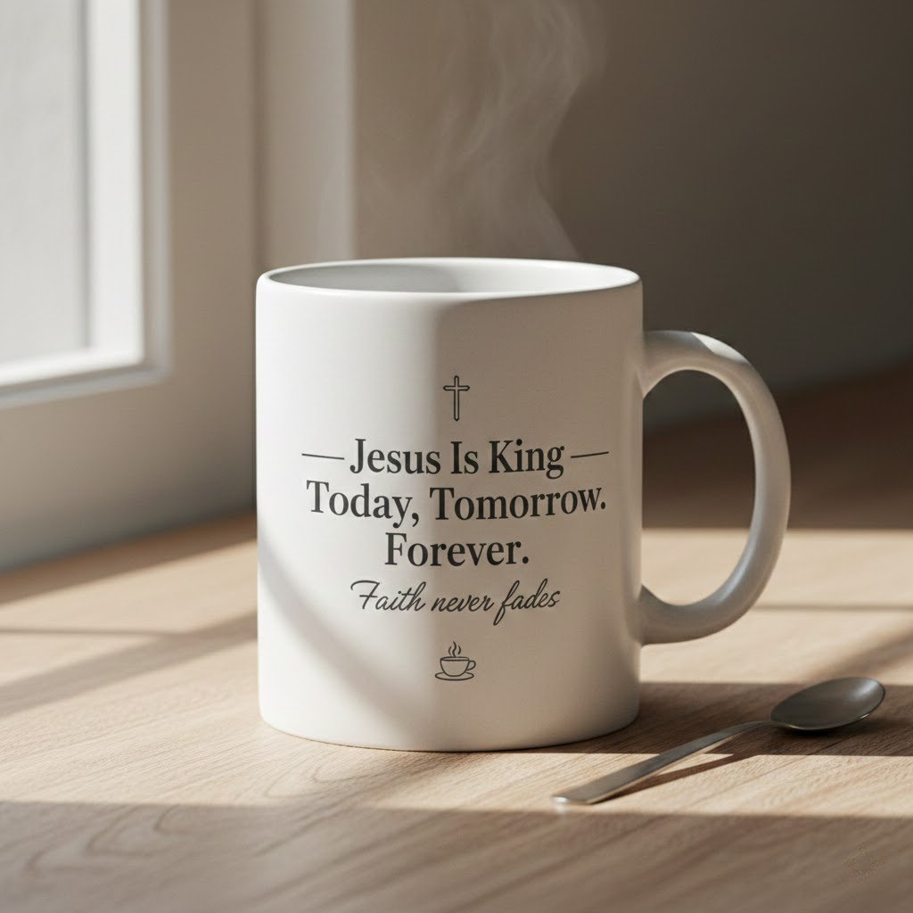 jesus is king christian coffee mug – faith inspired