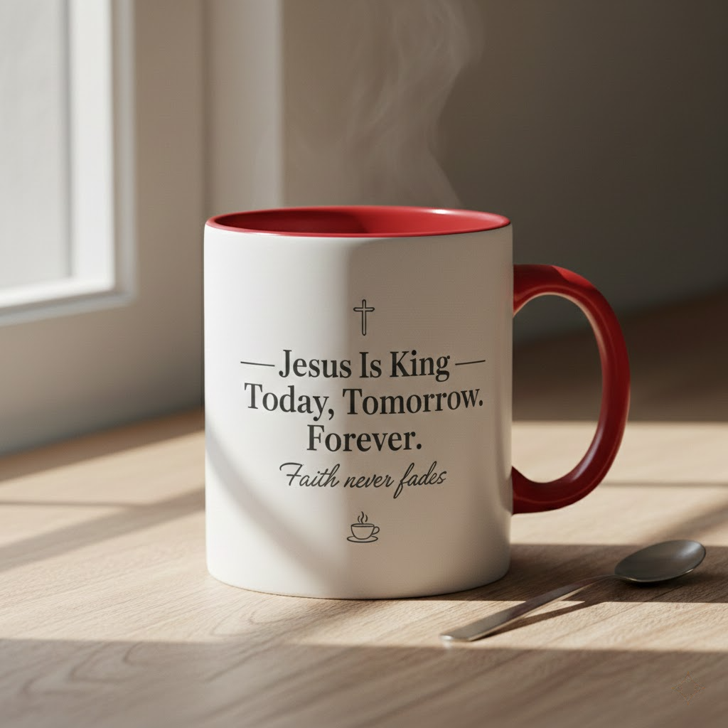 jesus is king christian coffee mug – faith inspired