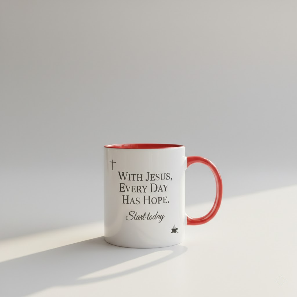 with jesus every day has hope – christian faith coffee mug gift