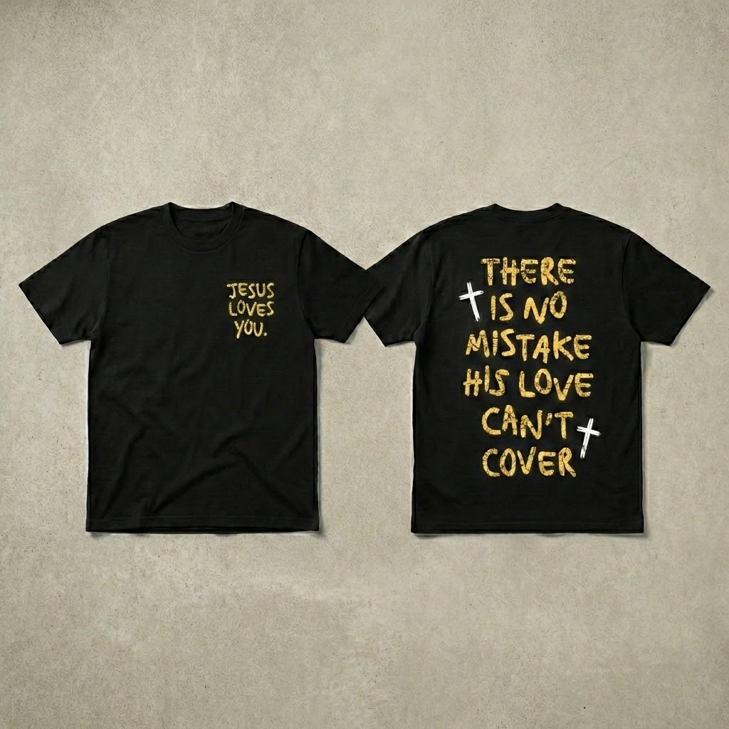 loves you shirt, christian streetwear, there is no mistake his love can't cover, faith based apparel, aesthetic christian merch, religious gift for him her, oversized church tee