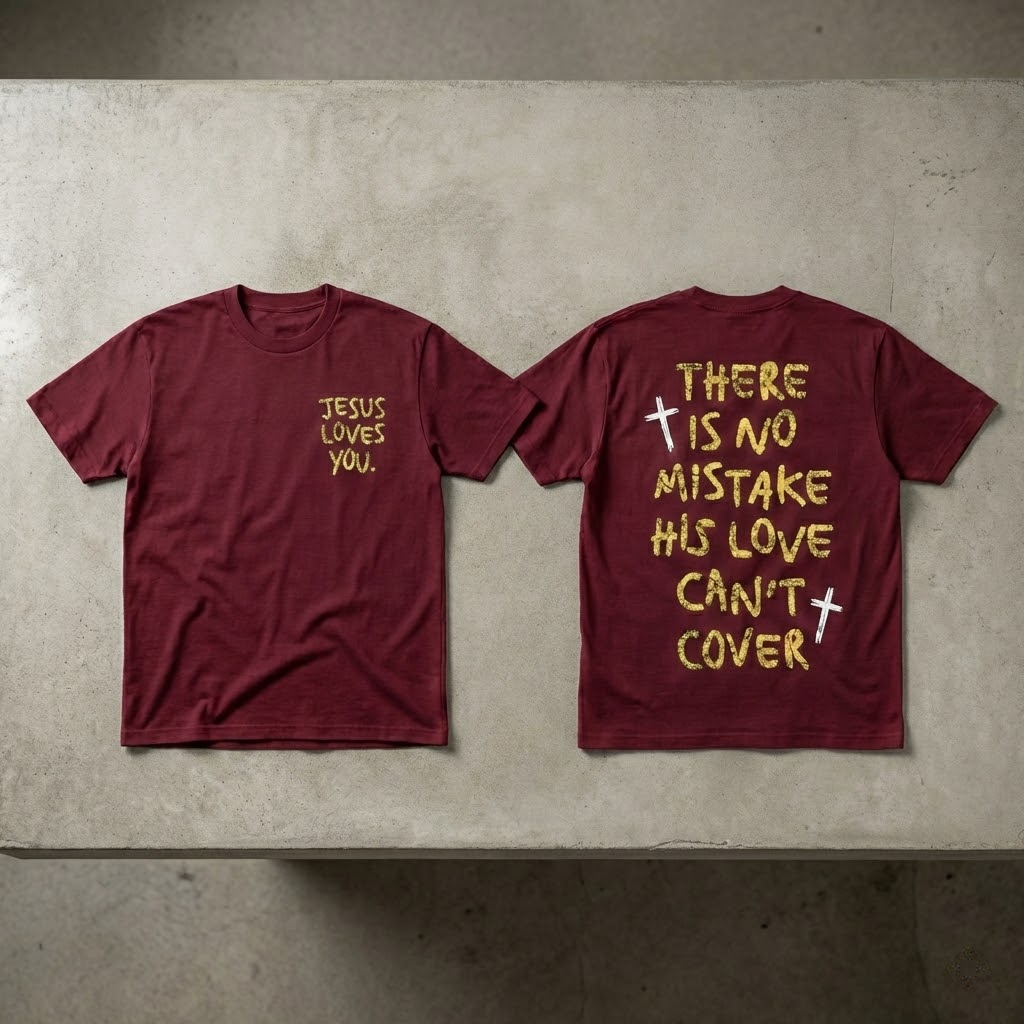 loves you shirt, christian streetwear, there is no mistake his love can't cover, faith based apparel, aesthetic christian merch, religious gift for him her, oversized church tee