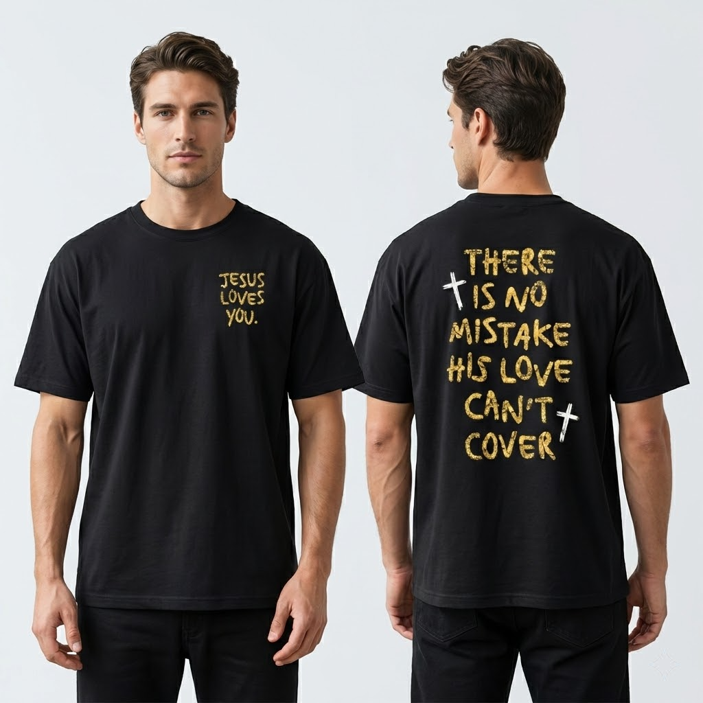 loves you shirt, christian streetwear, there is no mistake his love can't cover, faith based apparel, aesthetic christian merch, religious gift for him her, oversized church tee