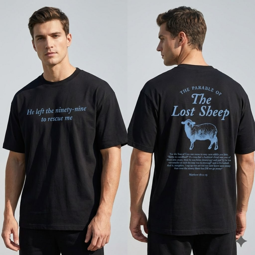 parable of the lost sheep shirt, he left the 99 christian t shirt, matthew 18 bible verse tee, religious streetwear, faith gift for him