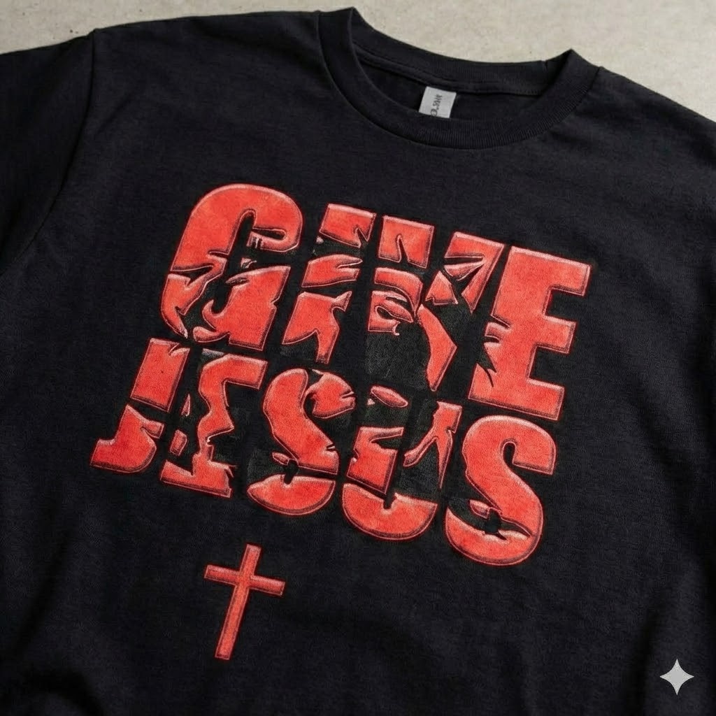 dark jesus cross t shirt, christian grunge streetwear, "let him give you a hand" graphic tee, edgy religious clothing, urban faith top (copy)