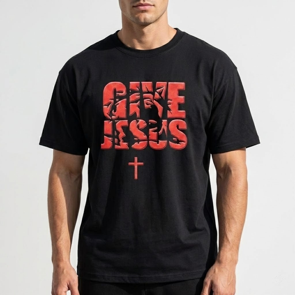dark jesus cross t shirt, christian grunge streetwear, "let him give you a hand" graphic tee, edgy religious clothing, urban faith top (copy)