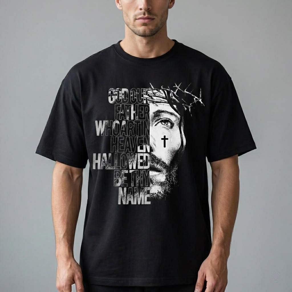 give jesus christian t shirt, bold red cross graphic tee, modern religious streetwear, faith apparel, jesus clothing gift for him