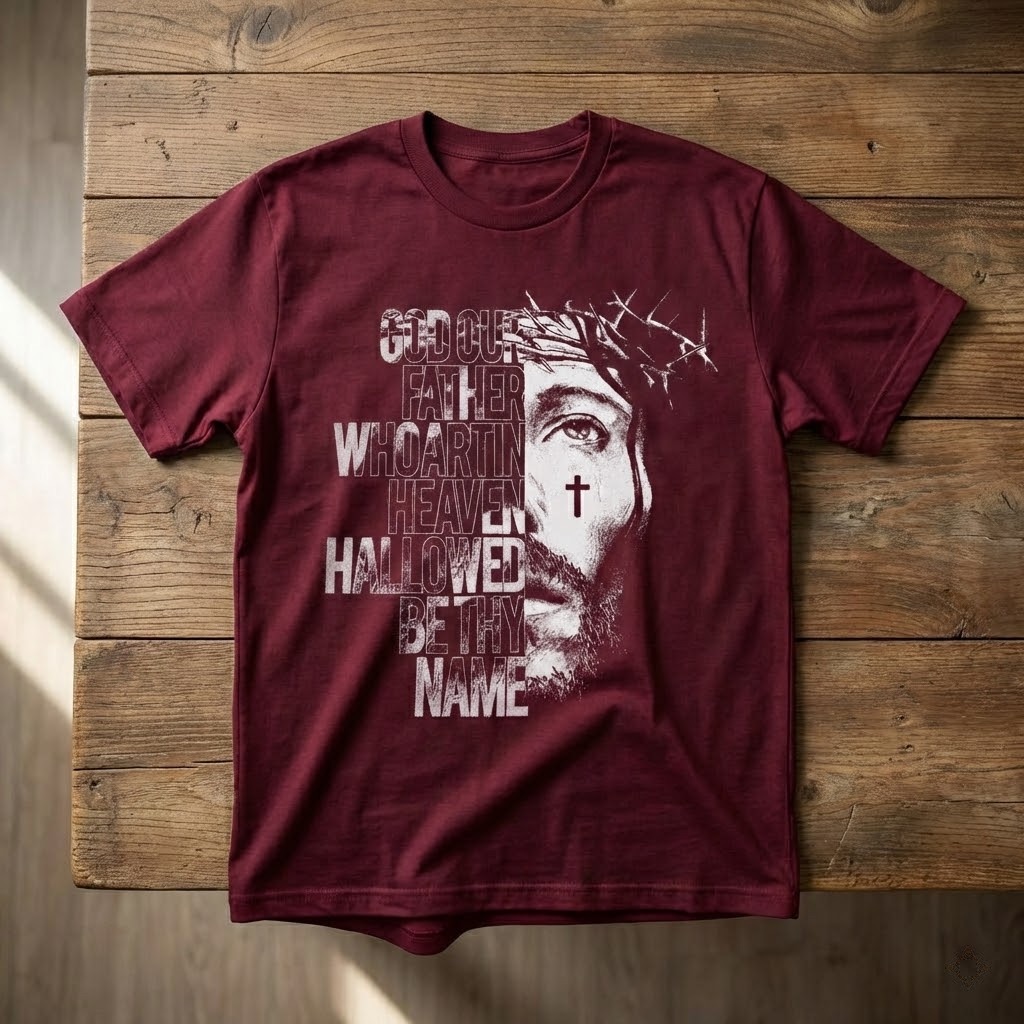 give jesus christian t shirt, bold red cross graphic tee, modern religious streetwear, faith apparel, jesus clothing gift for him