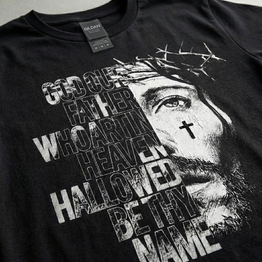 give jesus christian t shirt, bold red cross graphic tee, modern religious streetwear, faith apparel, jesus clothing gift for him