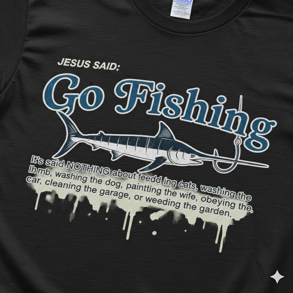 jesus said go fishing shirt, funny christian tee, fisherman gift for men, oversized swordfish graphic t shirt, religious dad joke top