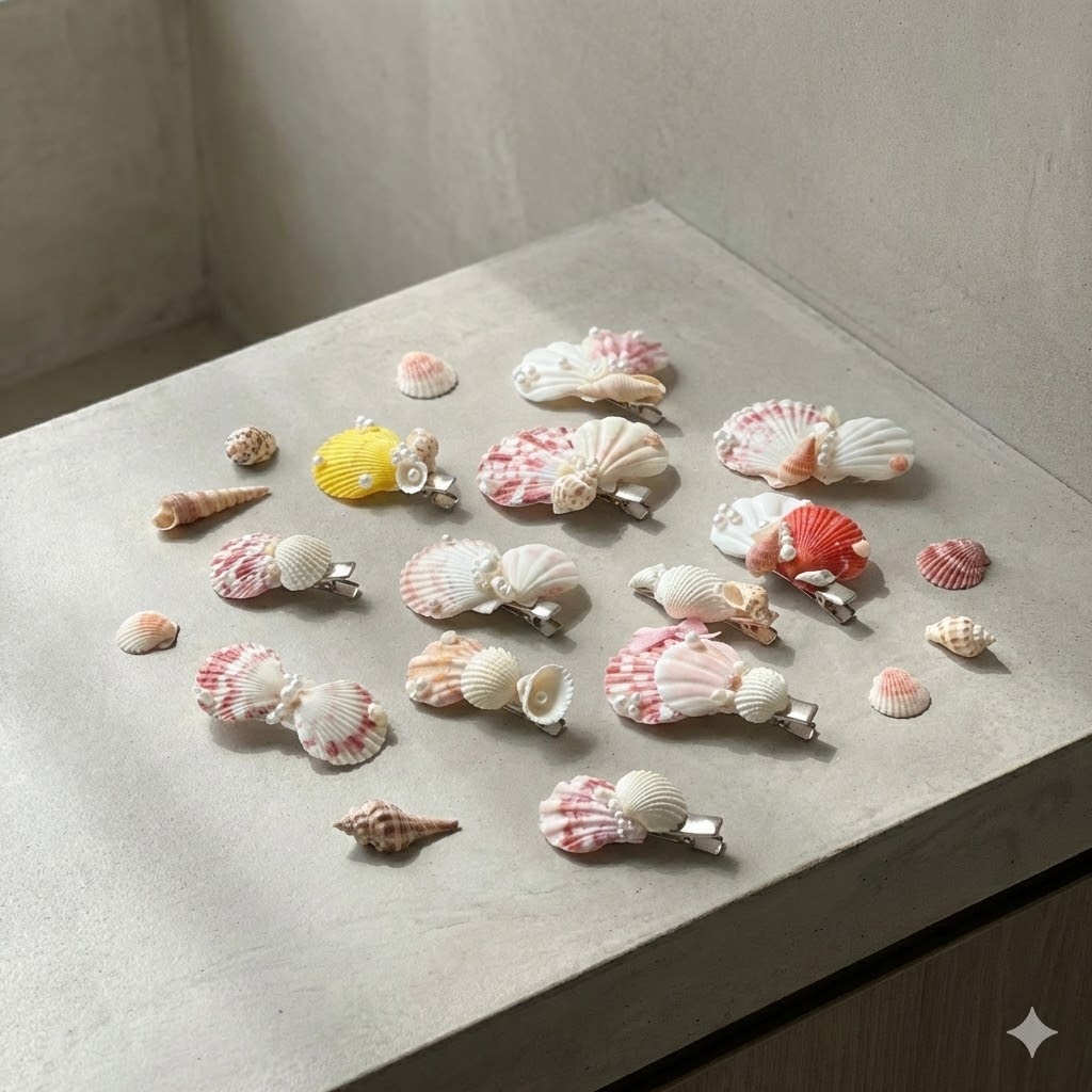 handmade seashell hair clip – coastal style