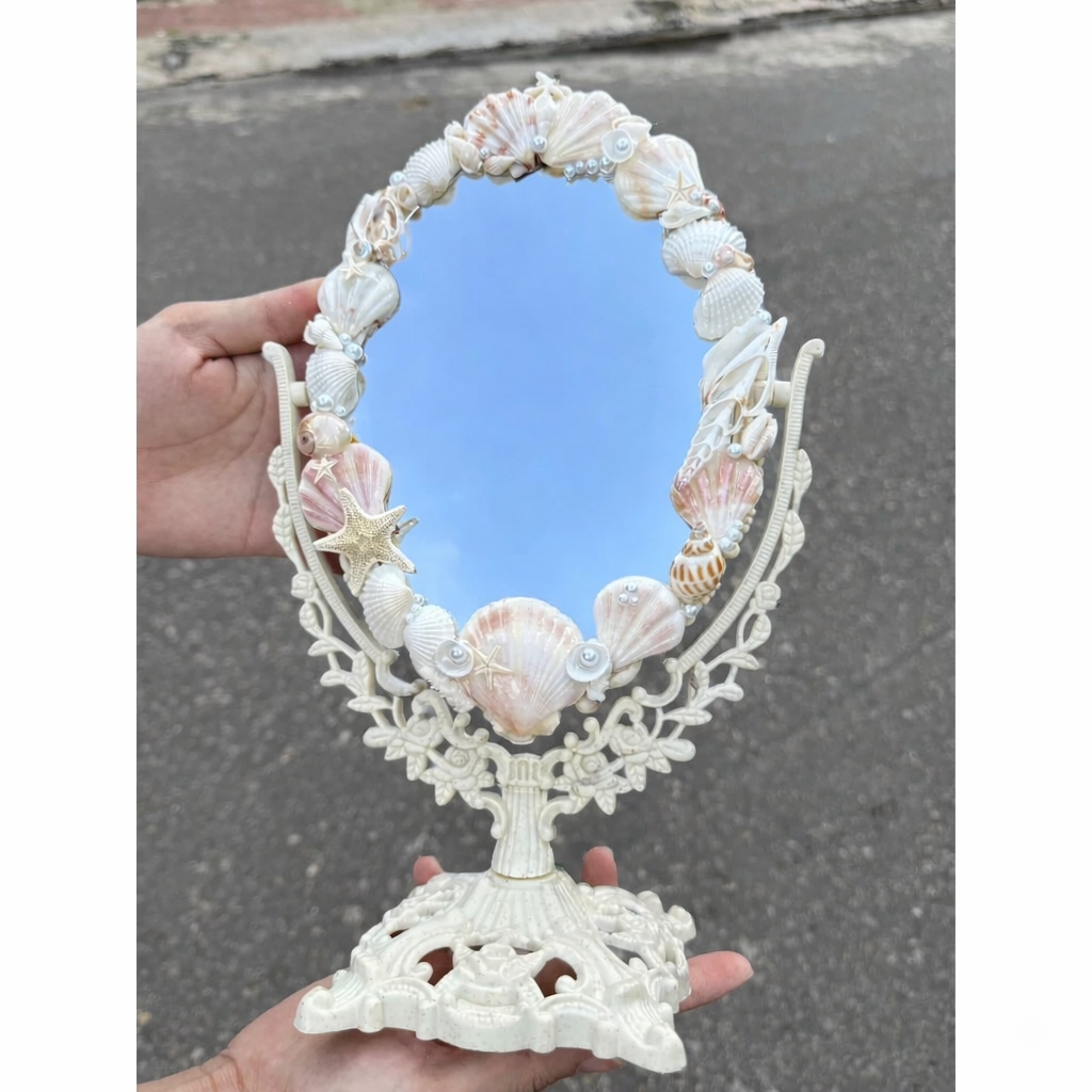 handcrafted shell desk mirror – beach style decor (copy)
