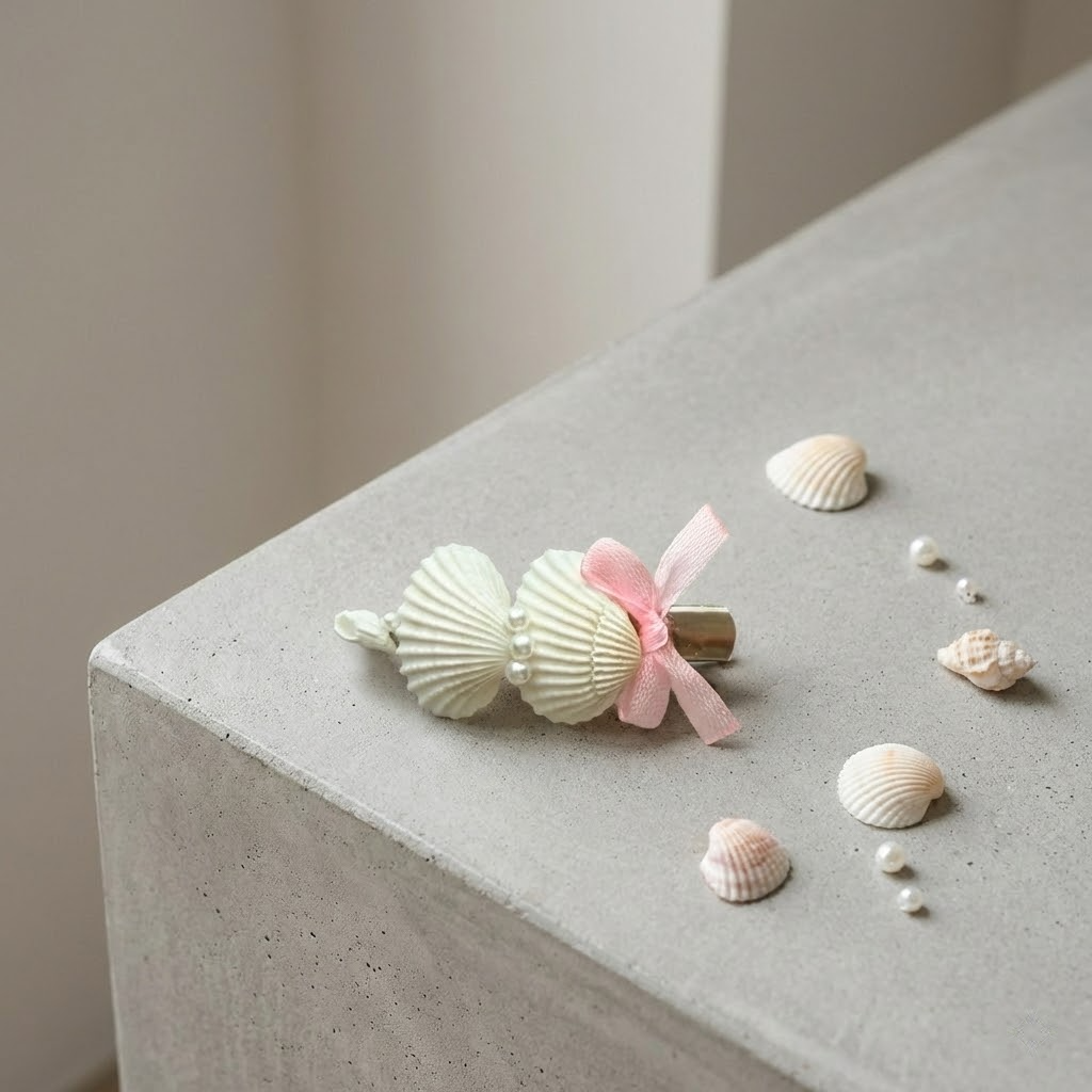 handmade seashell hair clip – coastal style
