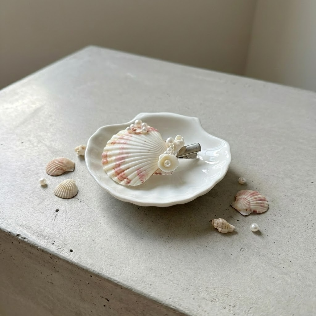 handmade seashell hair clip – coastal style