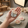 handmade double sided seashell compact mirror – meticulously crafted