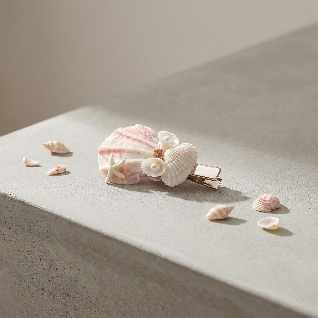 handmade seashell hair clip – coastal style