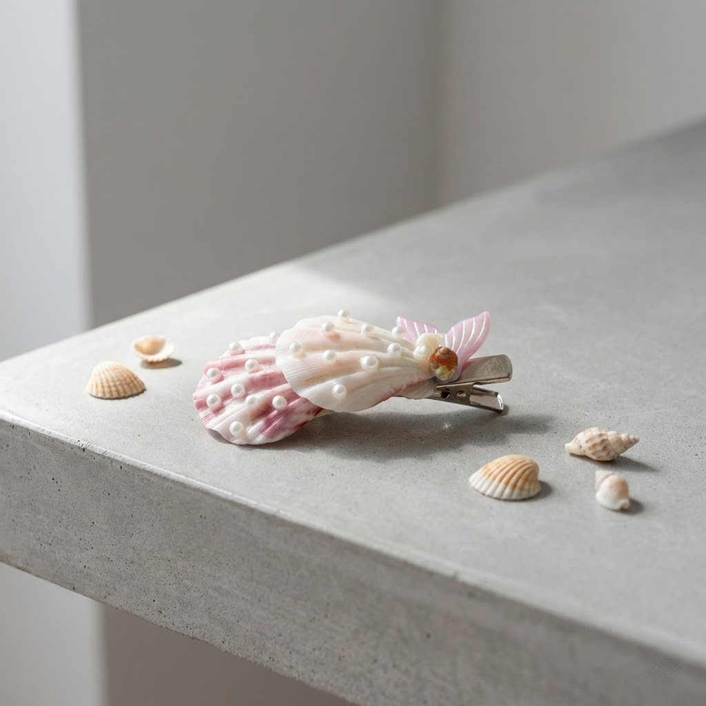 handmade seashell hair clip – coastal style