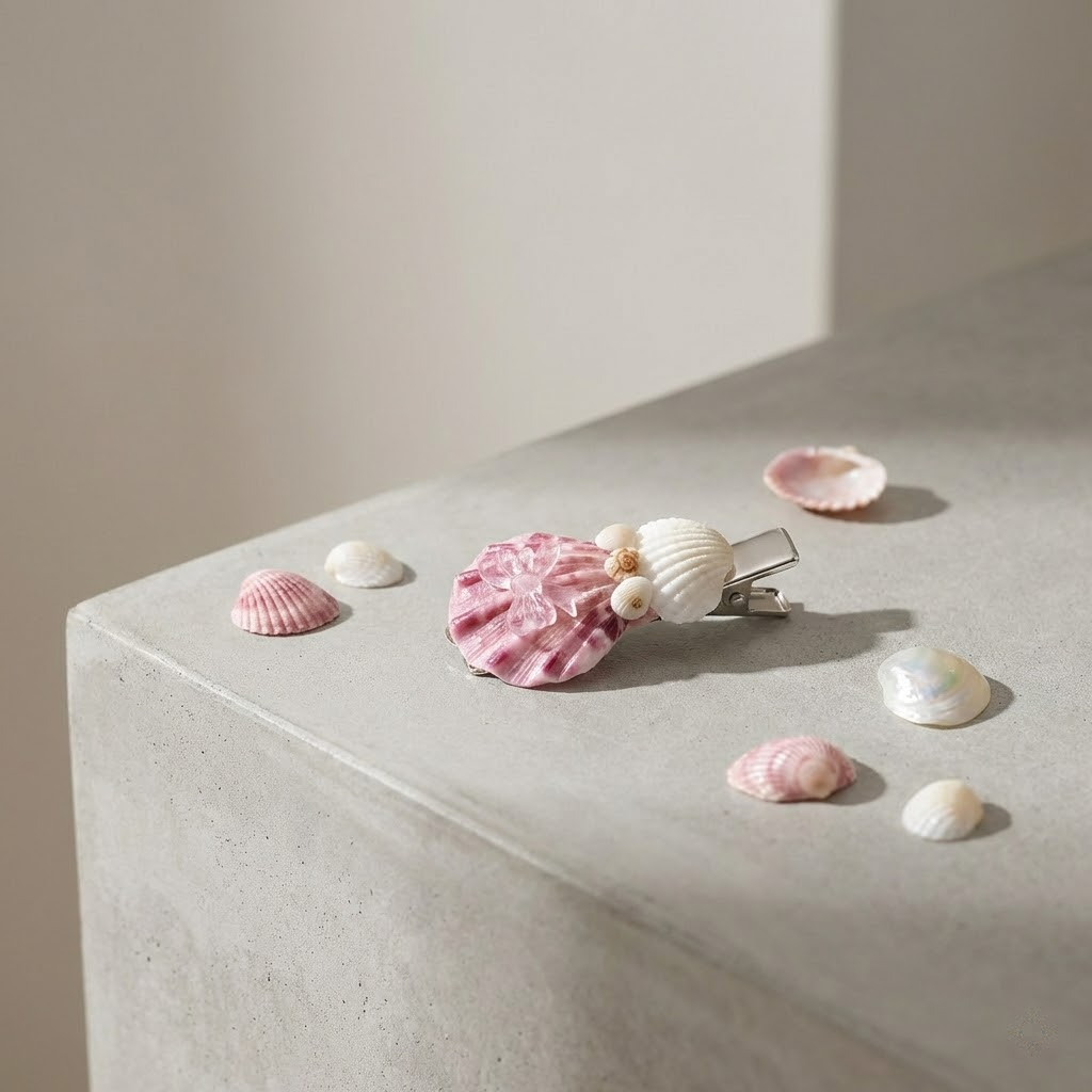 handmade seashell hair clip – coastal style