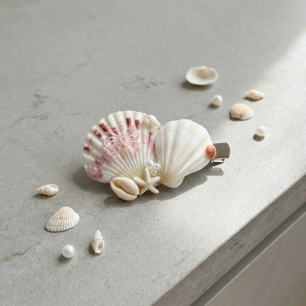 handmade seashell hair clip – coastal style