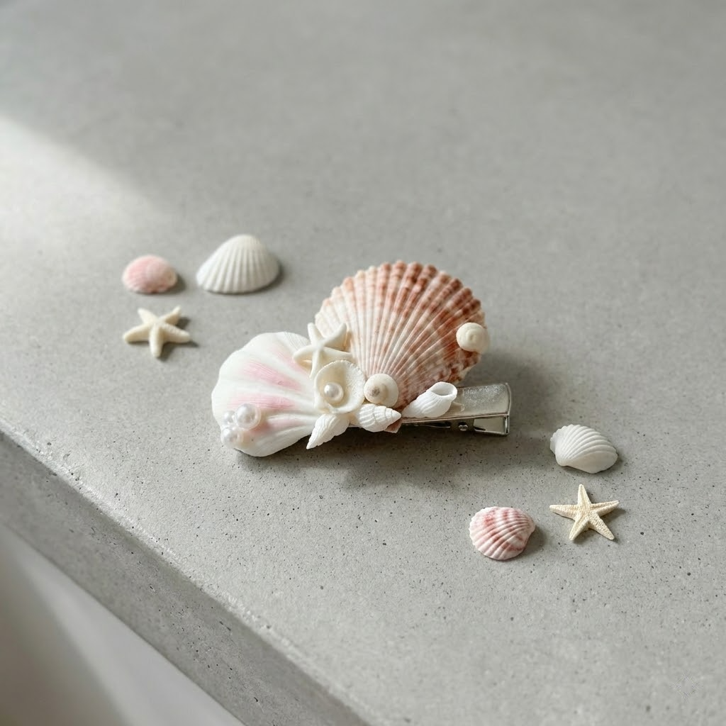 handmade seashell hair clip – coastal style