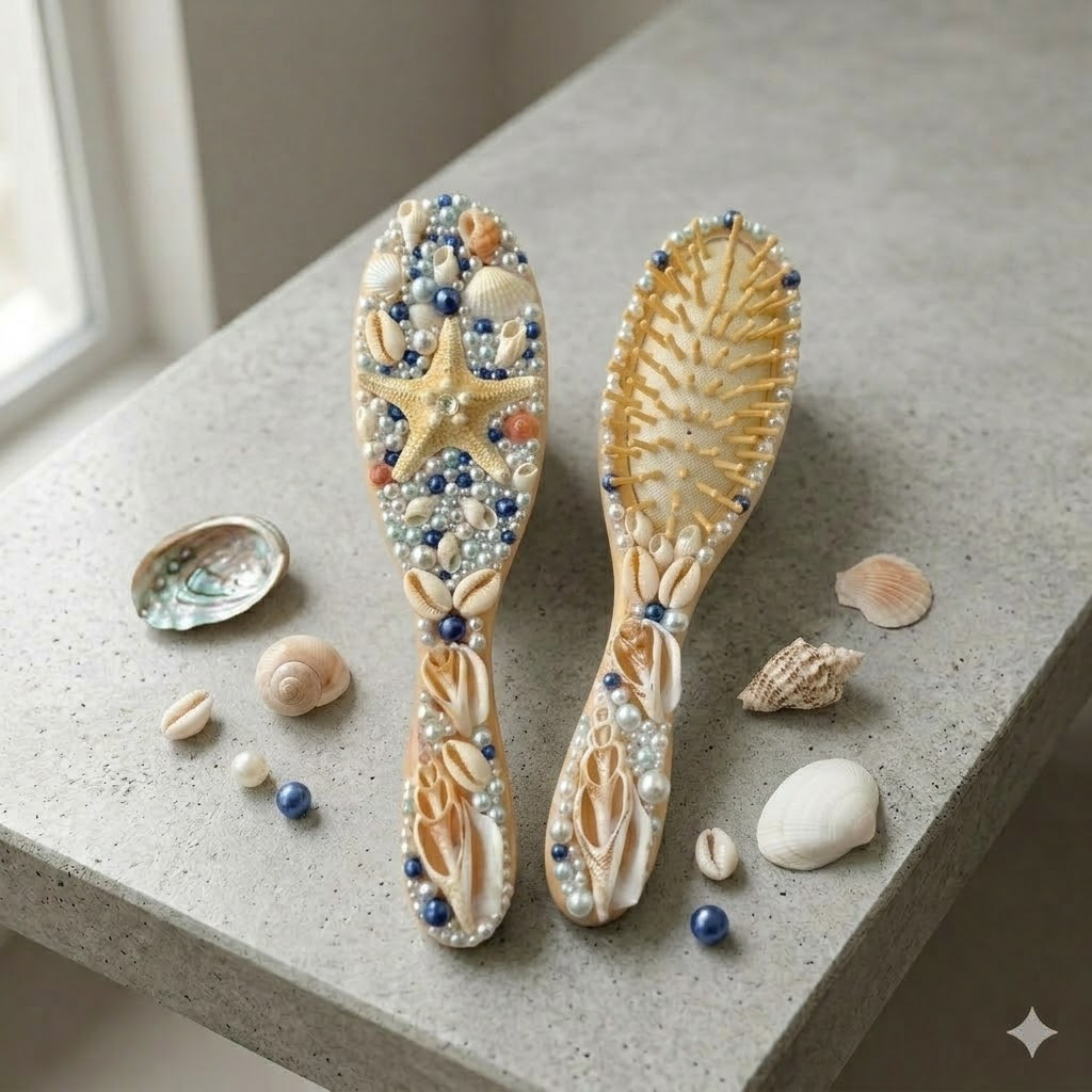 pearl seashell comb – handmade coastal elegance