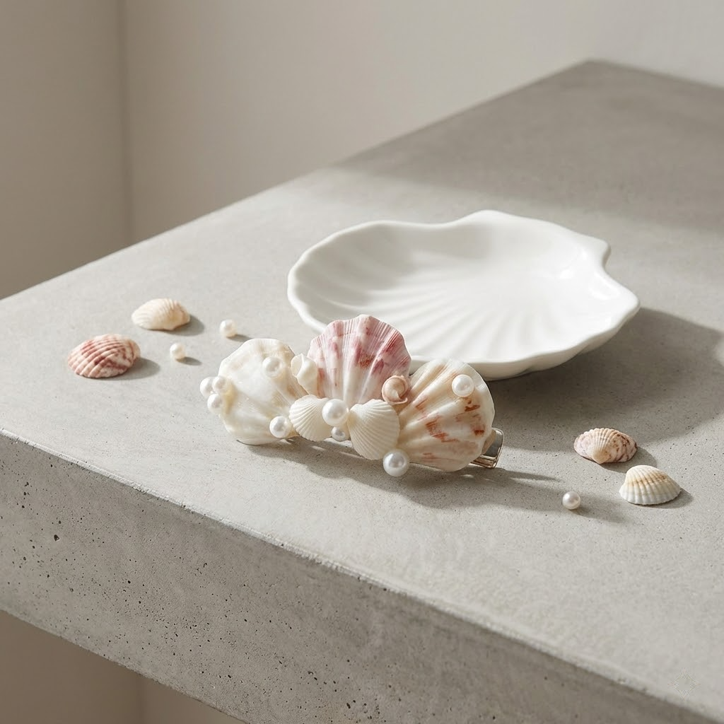 handmade seashell hair clip – coastal style