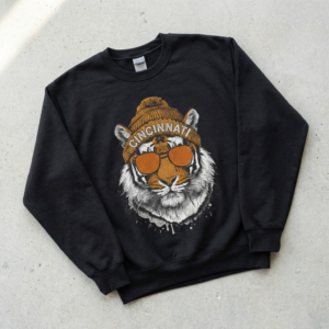 Home cincinnati football vintage tiger sweatshirt retro game day crewneck cool tiger with sunglasses graphic pullover