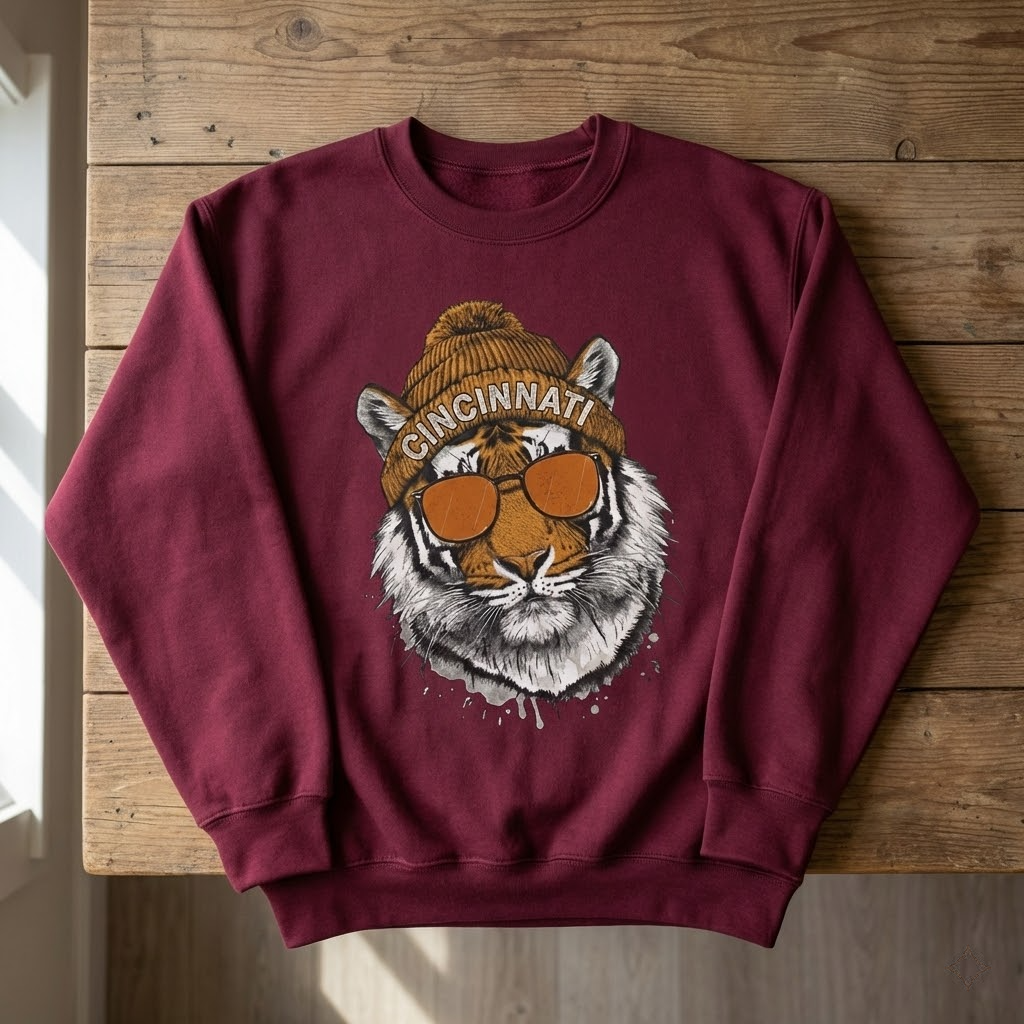 cincinnati football vintage tiger sweatshirt retro game day crewneck cool tiger with sunglasses graphic pullover cincinnati football vintage tiger sweatshirt retro game day crewneck cool tiger with sunglasses graphic pullover