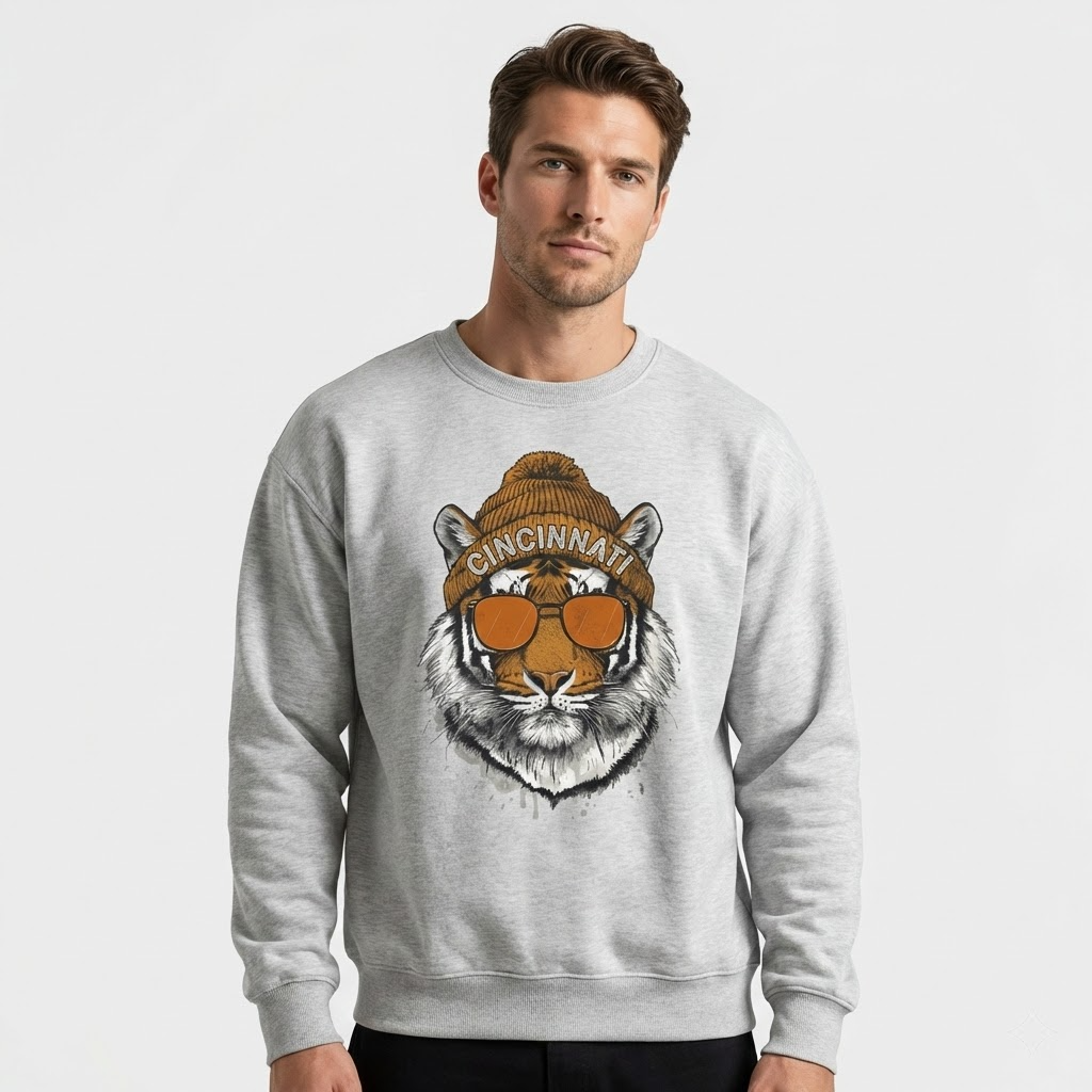 cincinnati football vintage tiger sweatshirt retro game day crewneck cool tiger with sunglasses graphic pullover cincinnati football vintage tiger sweatshirt retro game day crewneck cool tiger with sunglasses graphic pullover