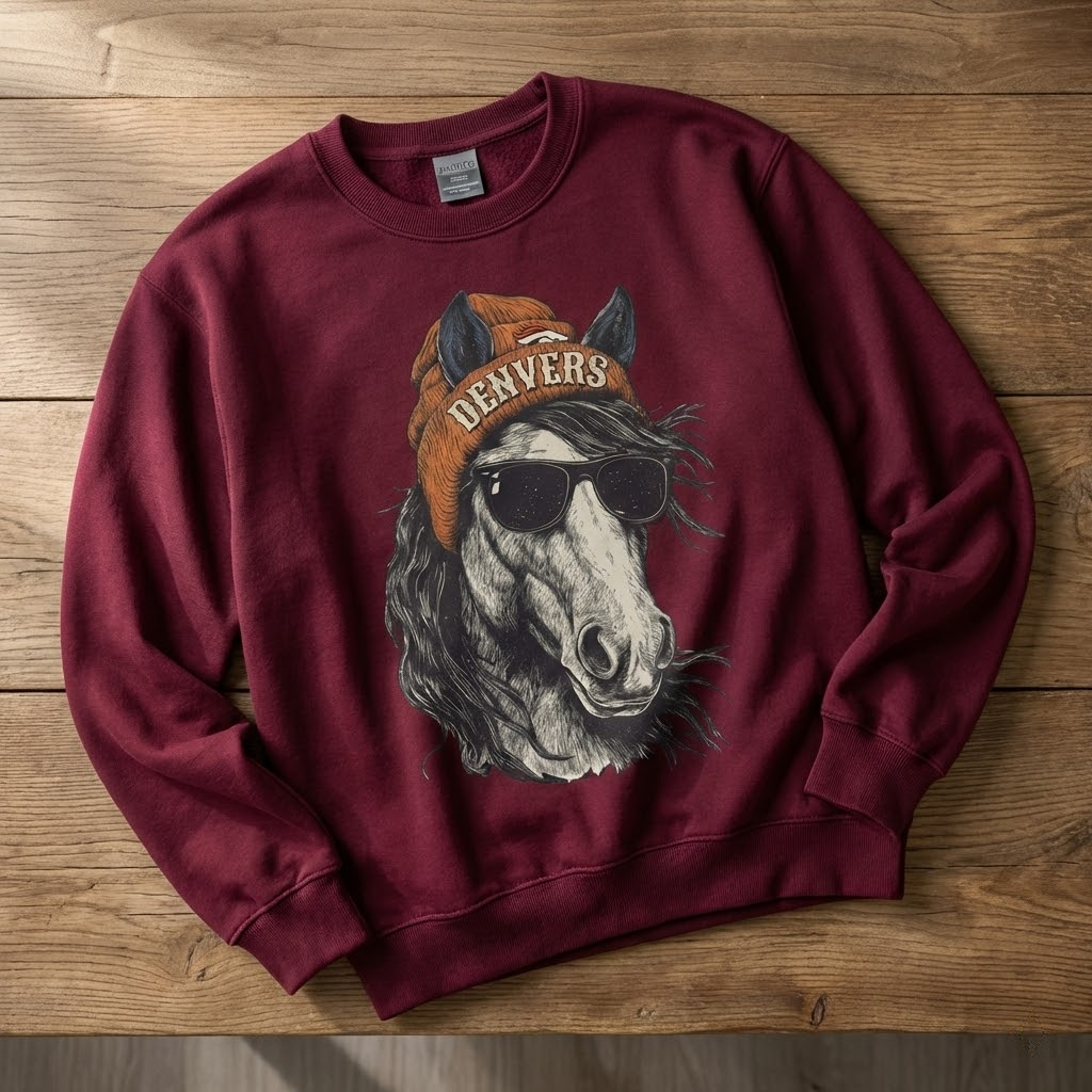 vintage denver football sweatshirt retro cool horse graphic crewneck vintage denver football sweatshirt retro cool horse graphic crewneck