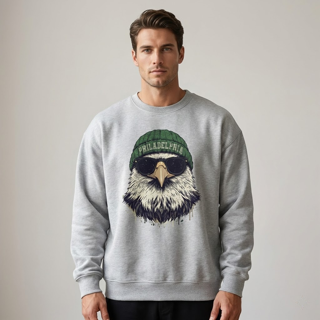 cool philly eagle graphic sweatshirt | distressed retro game day apparel for fans