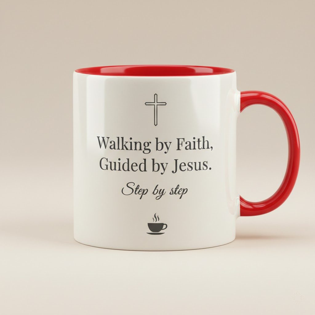 walking by faith christian coffee mug – inspirational jesus mug with cross