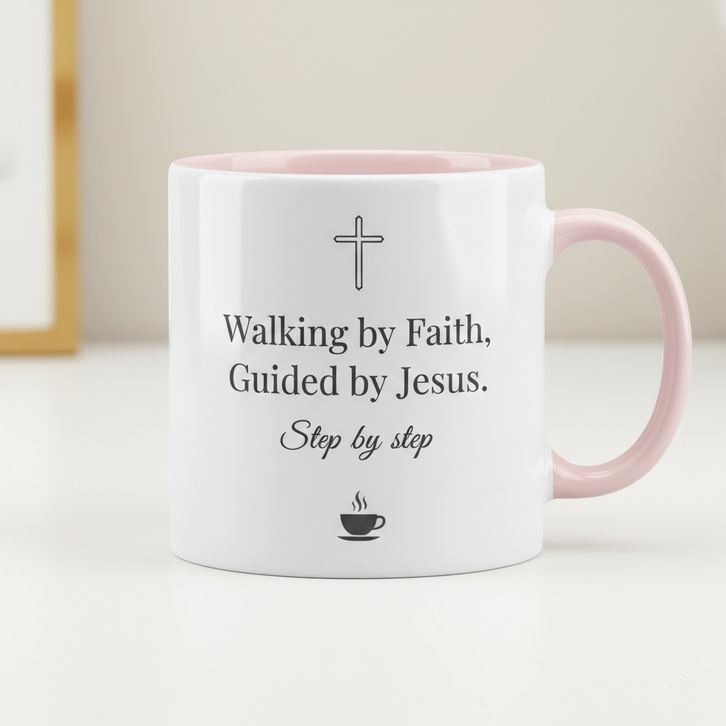 walking by faith christian coffee mug – inspirational jesus mug with cross