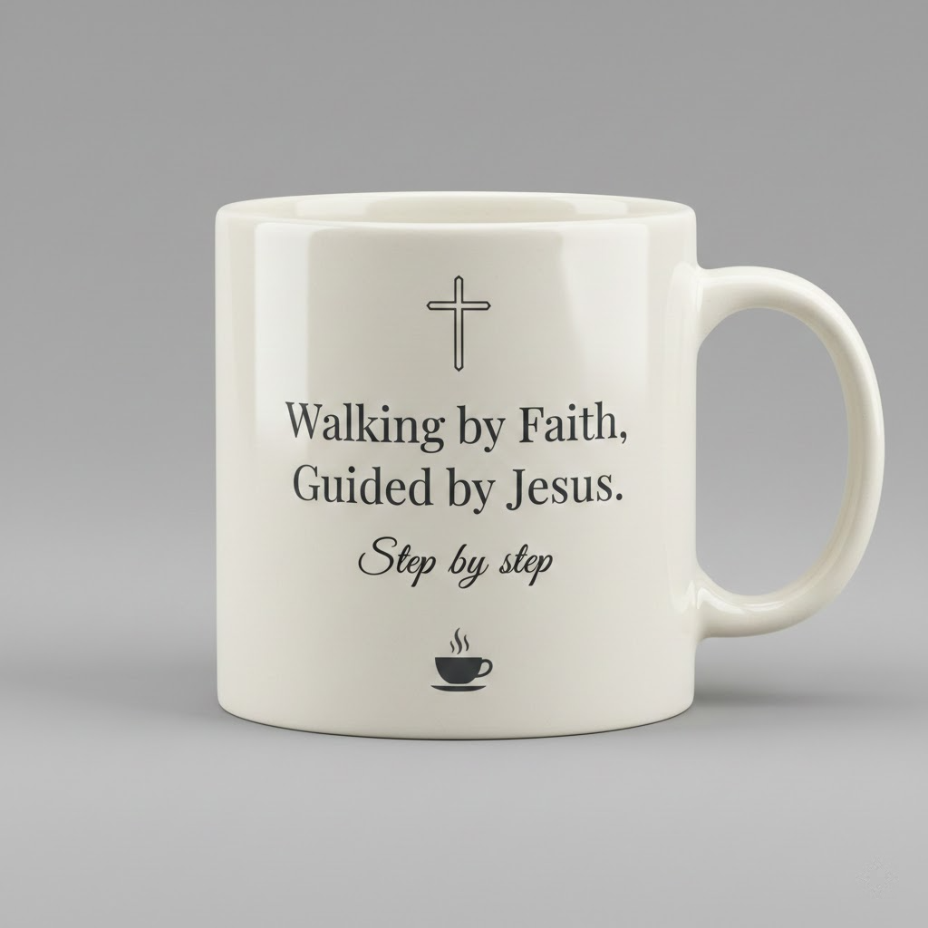 walking by faith christian coffee mug – inspirational jesus mug with cross