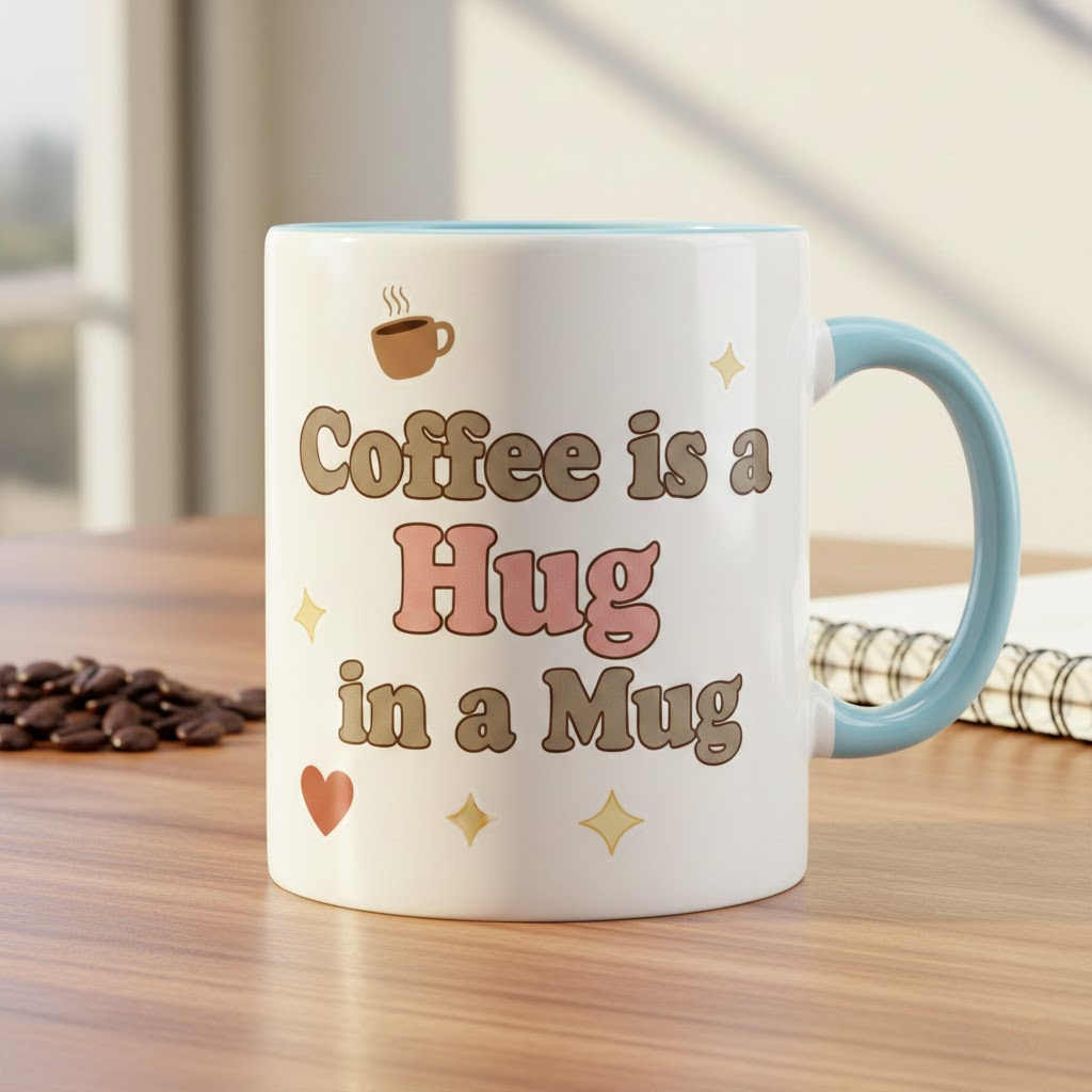 coffee is a hug in a mug cozy mug, funny mug