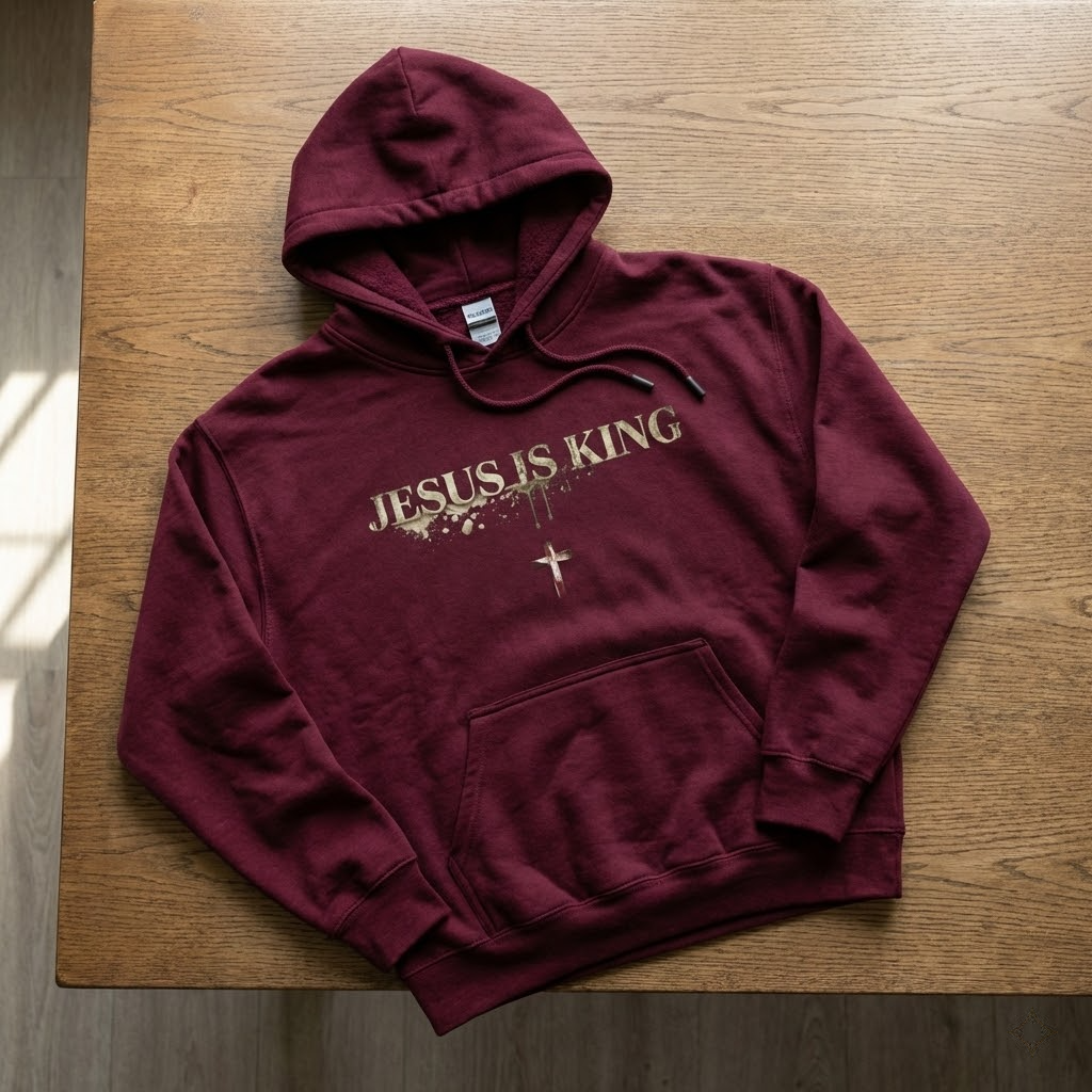 jesus is king heavyweight hoodie vintage distressed christian cross graphic sweatshirt faith streetwear