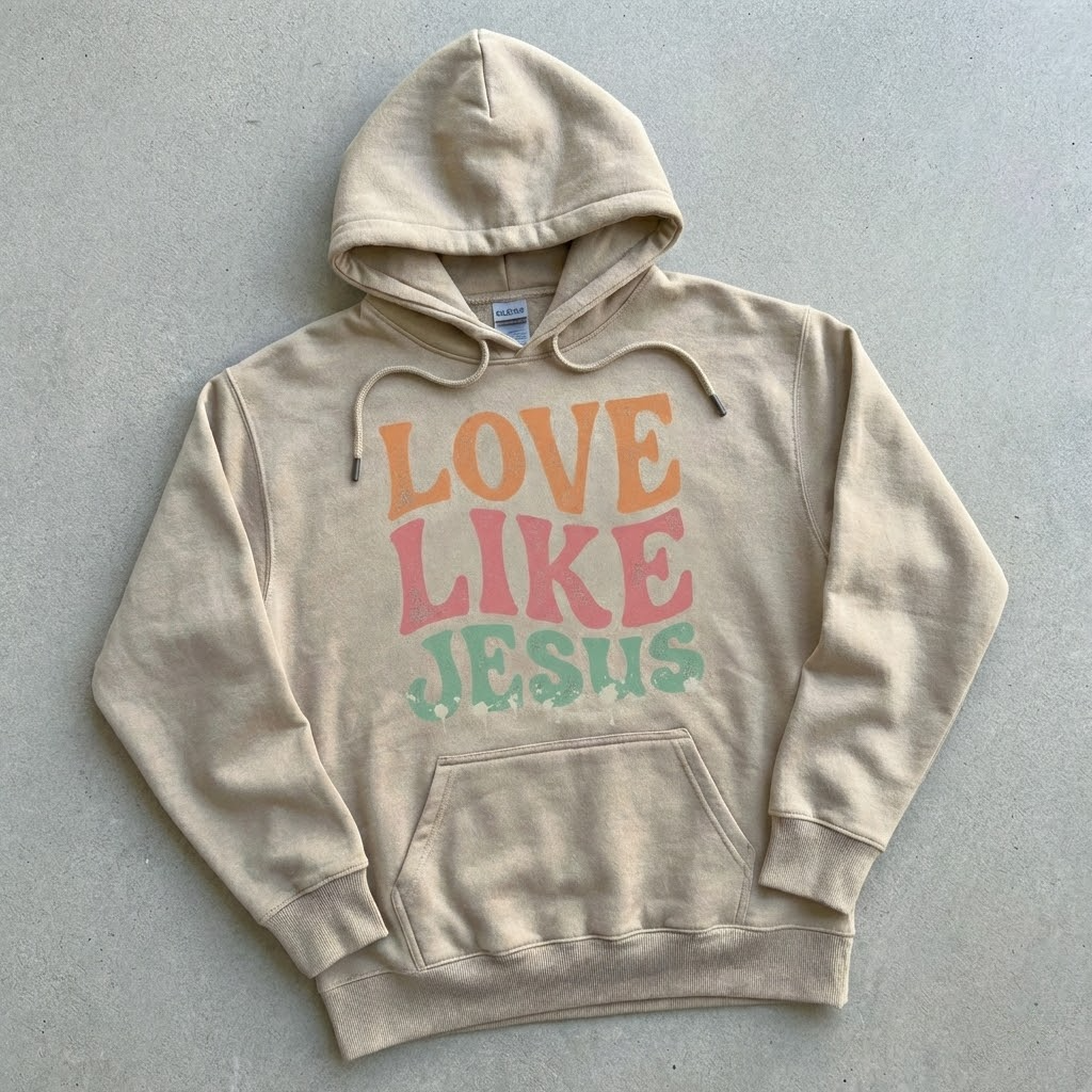 blessed not stressed hoodie vintage christian streetwear with praying hands & rosary graphic (copy)