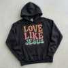 blessed not stressed hoodie vintage christian streetwear with praying hands & rosary graphic (copy)